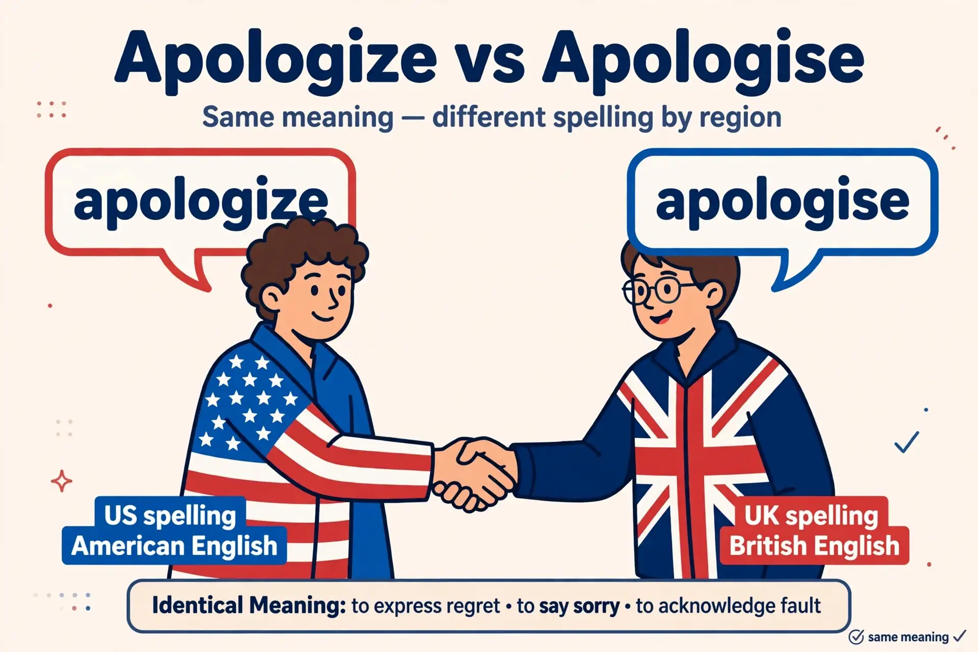 apologize vs apologise identical meaning illustration