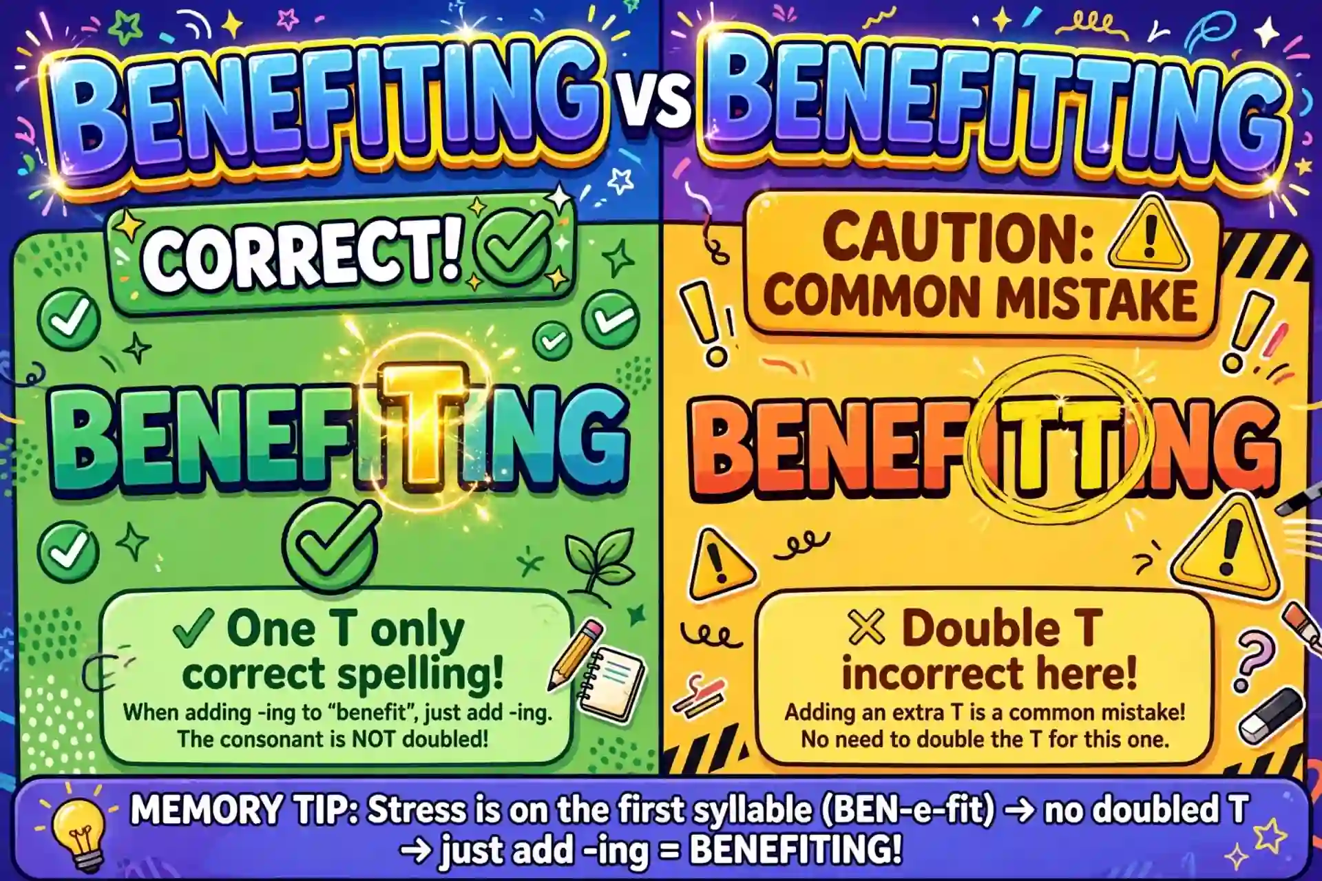 Benefiting or benefitting comparison — what is the difference