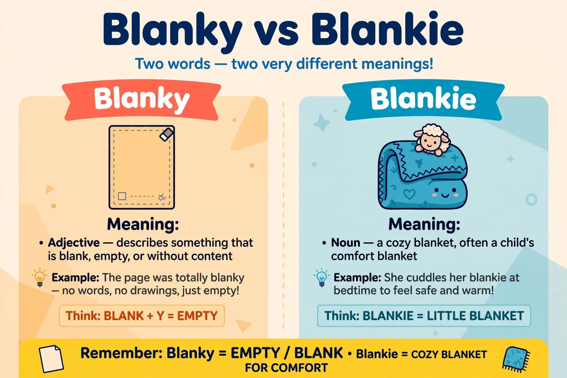 Blanky vs blankie spelling difference illustrated