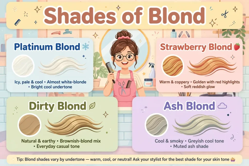 Shades of blond hair color