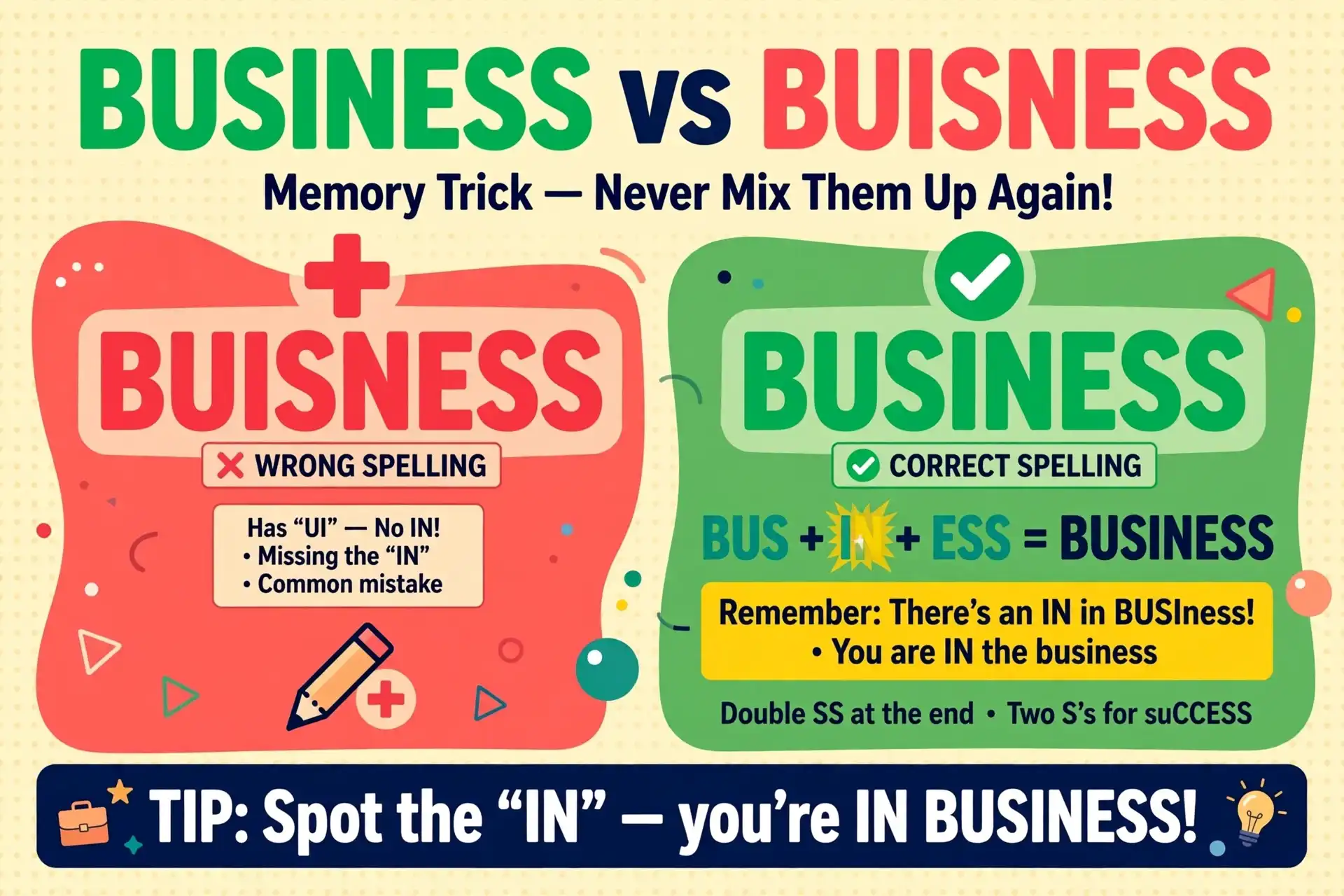Memory trick for spelling business starting with bus