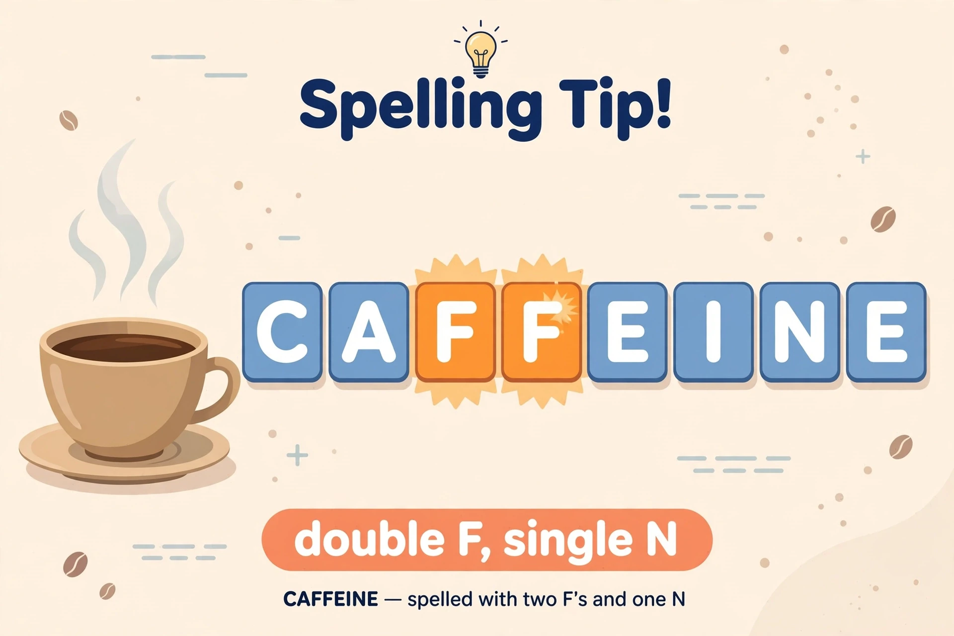 Caffeine spelling double F single N illustrated