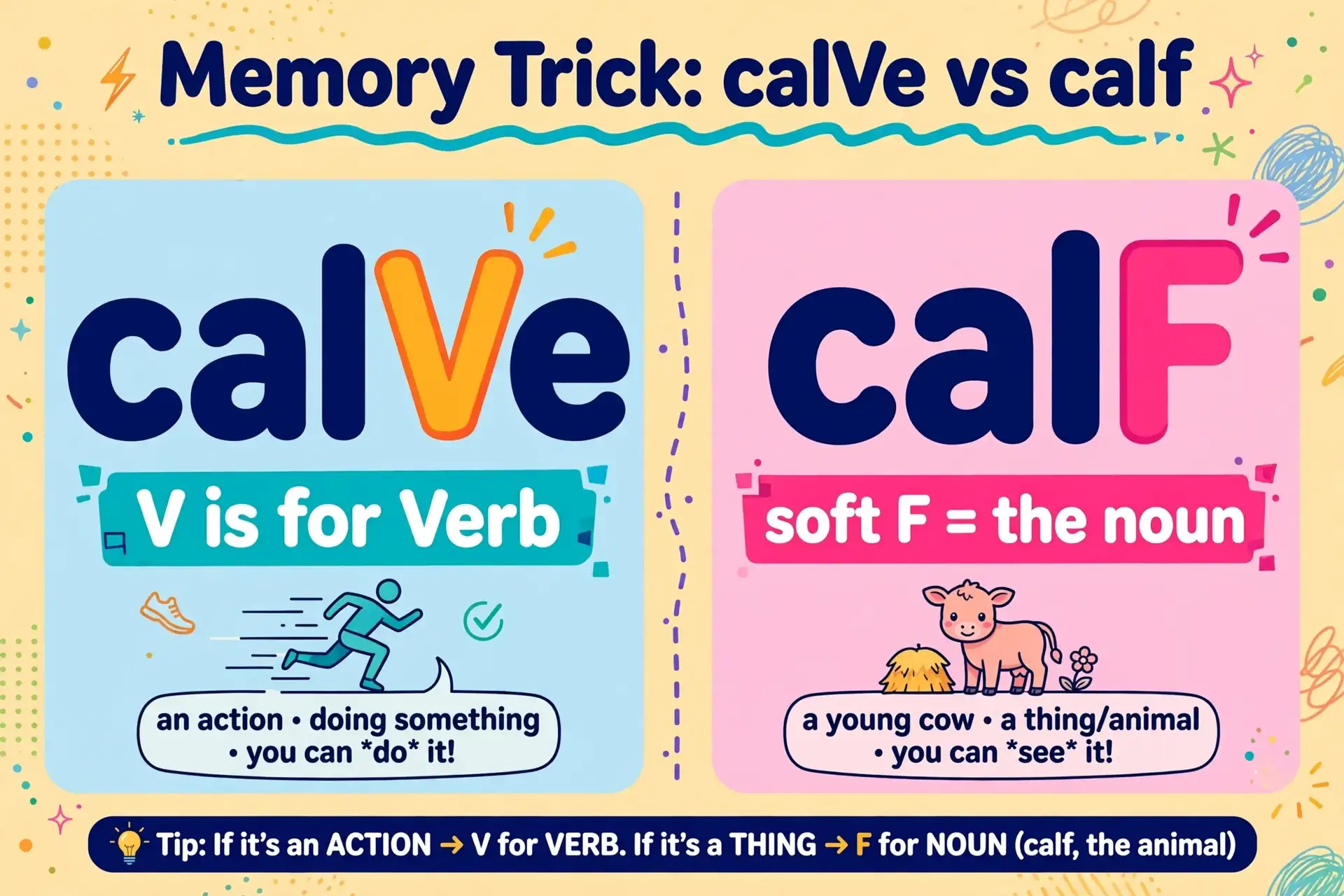 Memory trick: calVe has a V for Verb