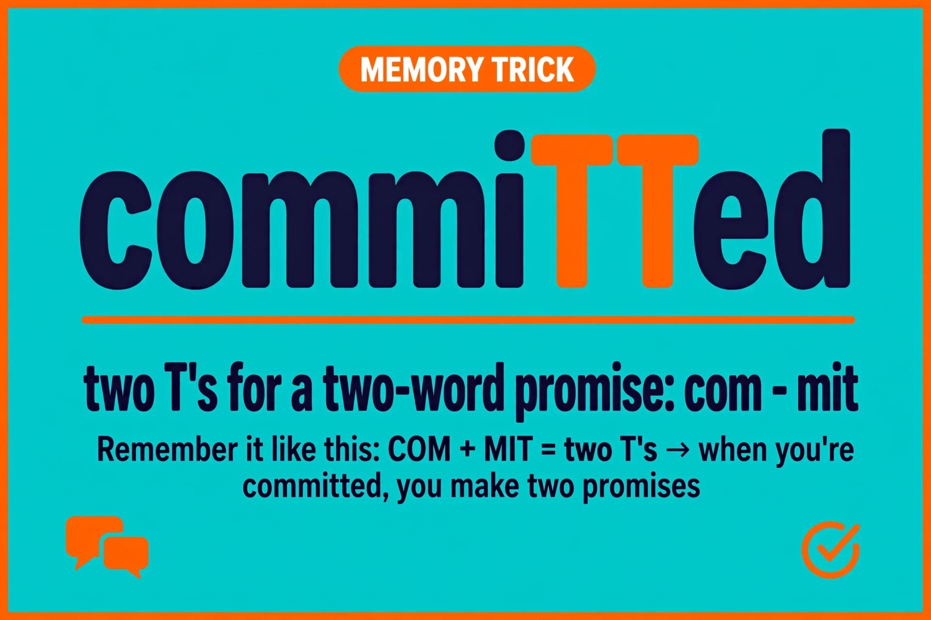 Memory trick: commit has two T's because the stressed syllable mit doubles