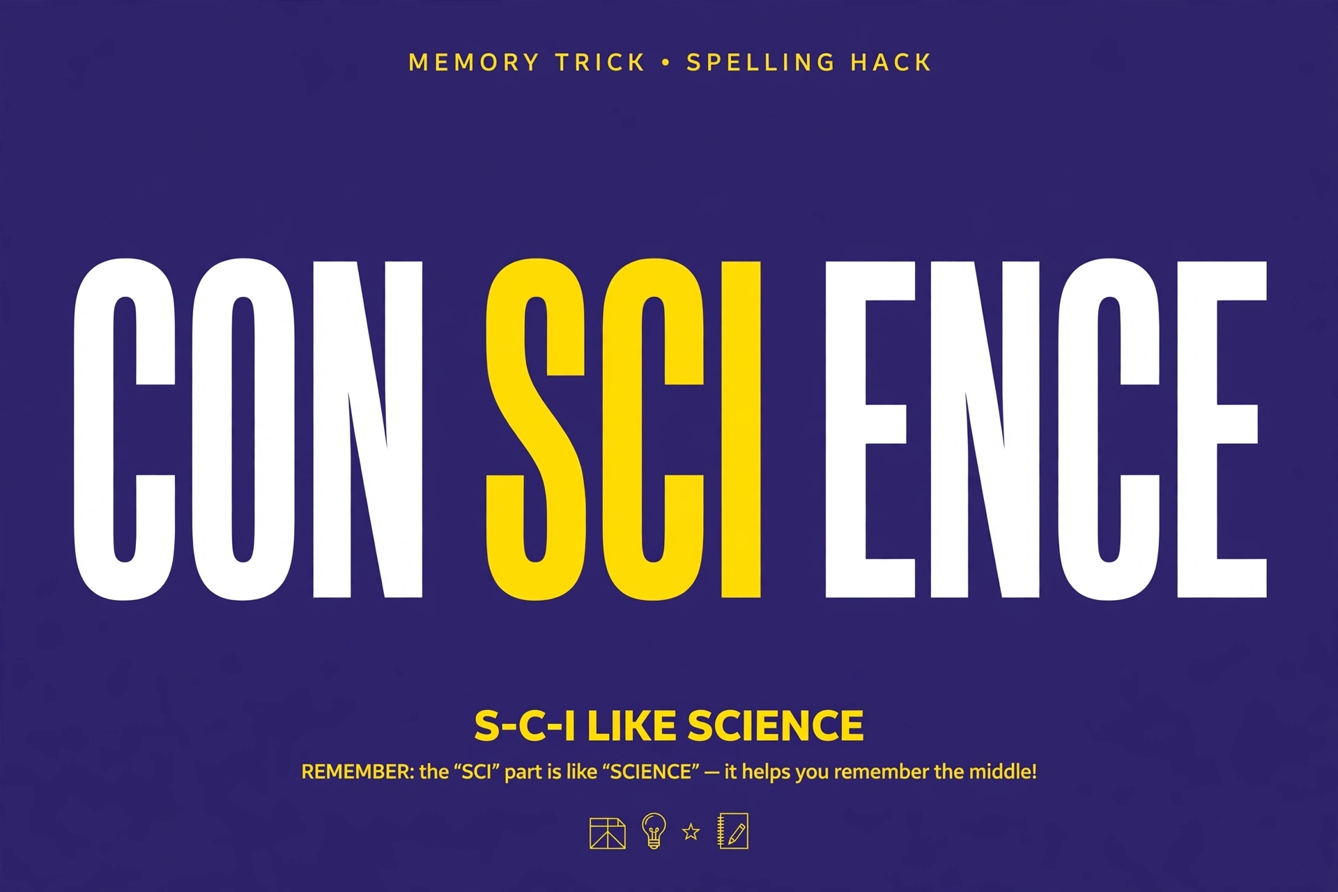 Memory trick graphic: CON-SCI-ENCE contains the word science