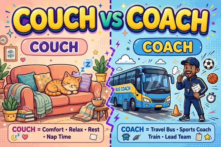 Couch or Coach: Meaning, Difference, and Examples