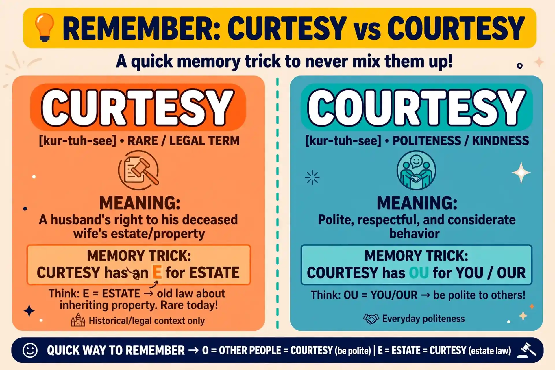 Memory trick: courtesy contains the word court
