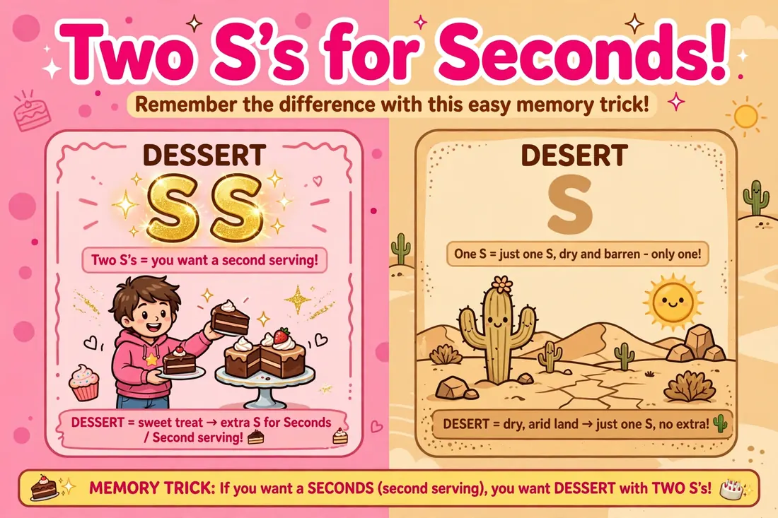 Memory trick: two S's in dessert for seconds