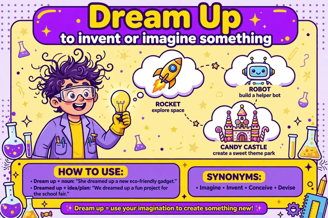 Dream up phrasal verb meaning