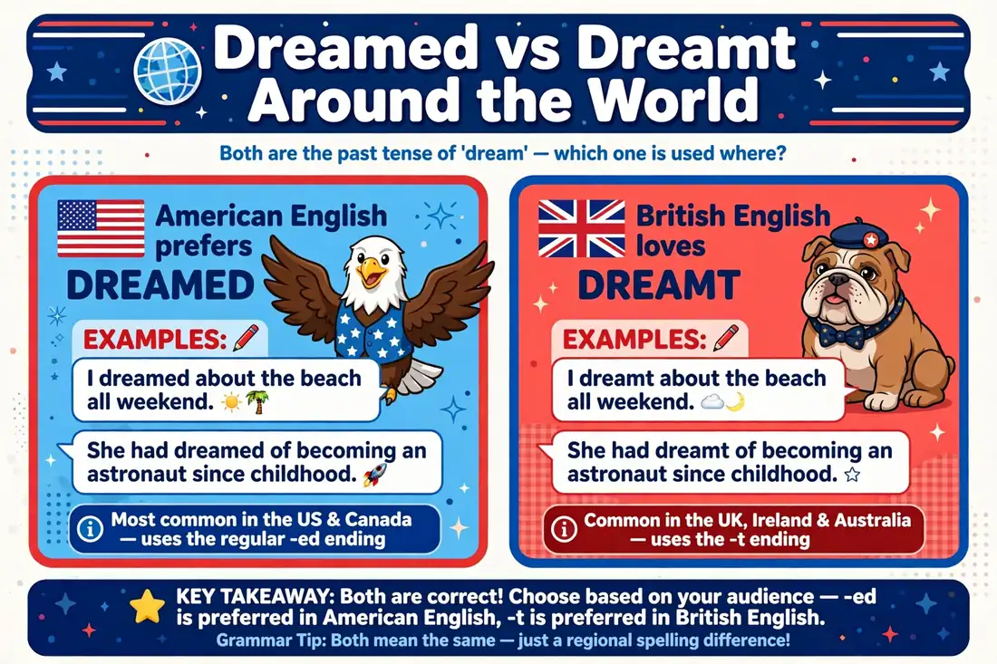 Dreamed vs dreamt in American and British English