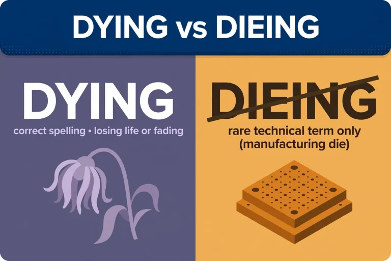 Dieing or dying – which spelling is correct, explained with examples