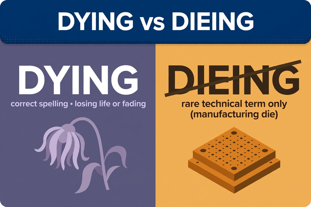Dieing or dying – which spelling is correct, explained with examples