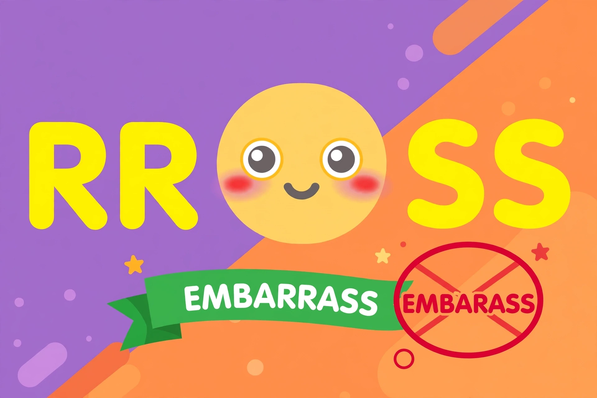 Embarrass spelled with doubled R and S highlighted next to embarass marked wrong