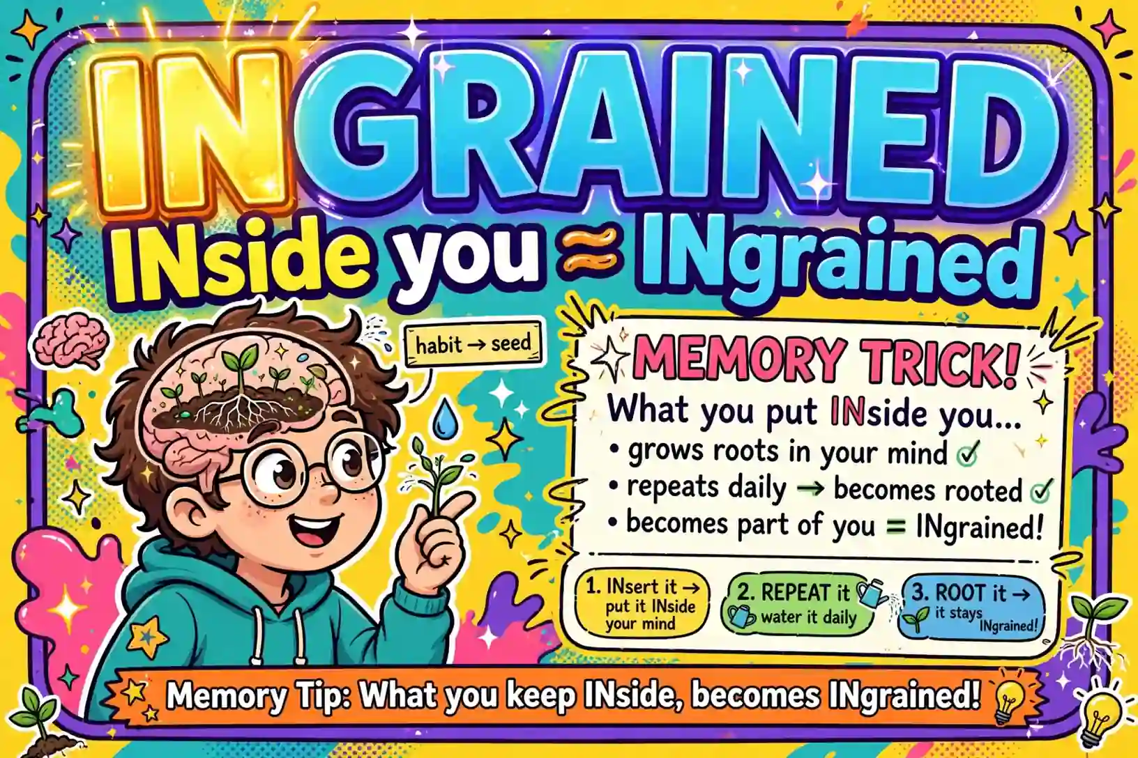 Memory trick: ingrained starts with IN like inside
