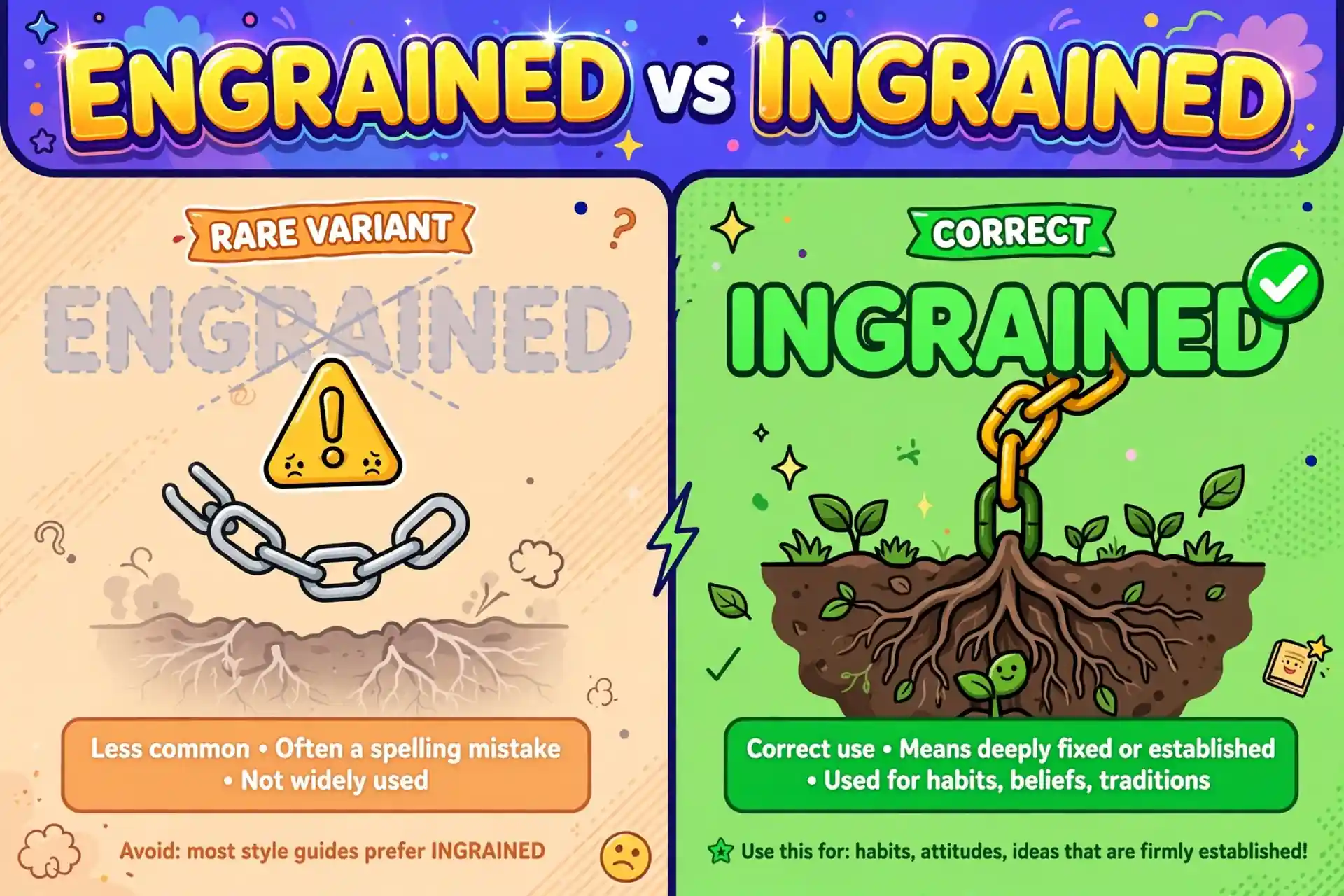 Engrained or ingrained comparison — what is the difference