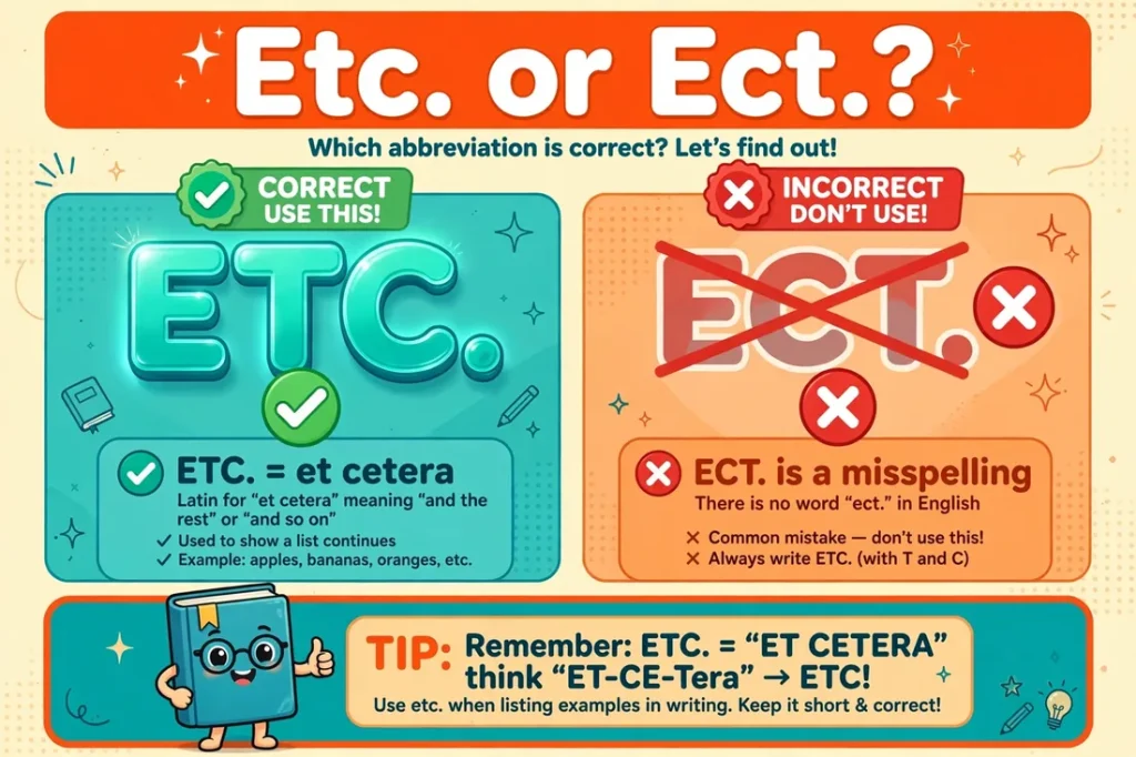 Etc. or Ect. comparison — which spelling is correct