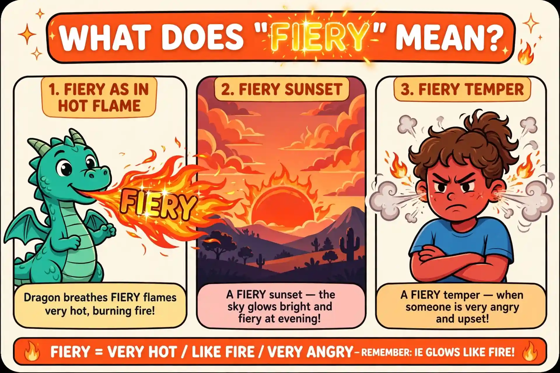 Fiery is correct with ie, firey is a misspelling