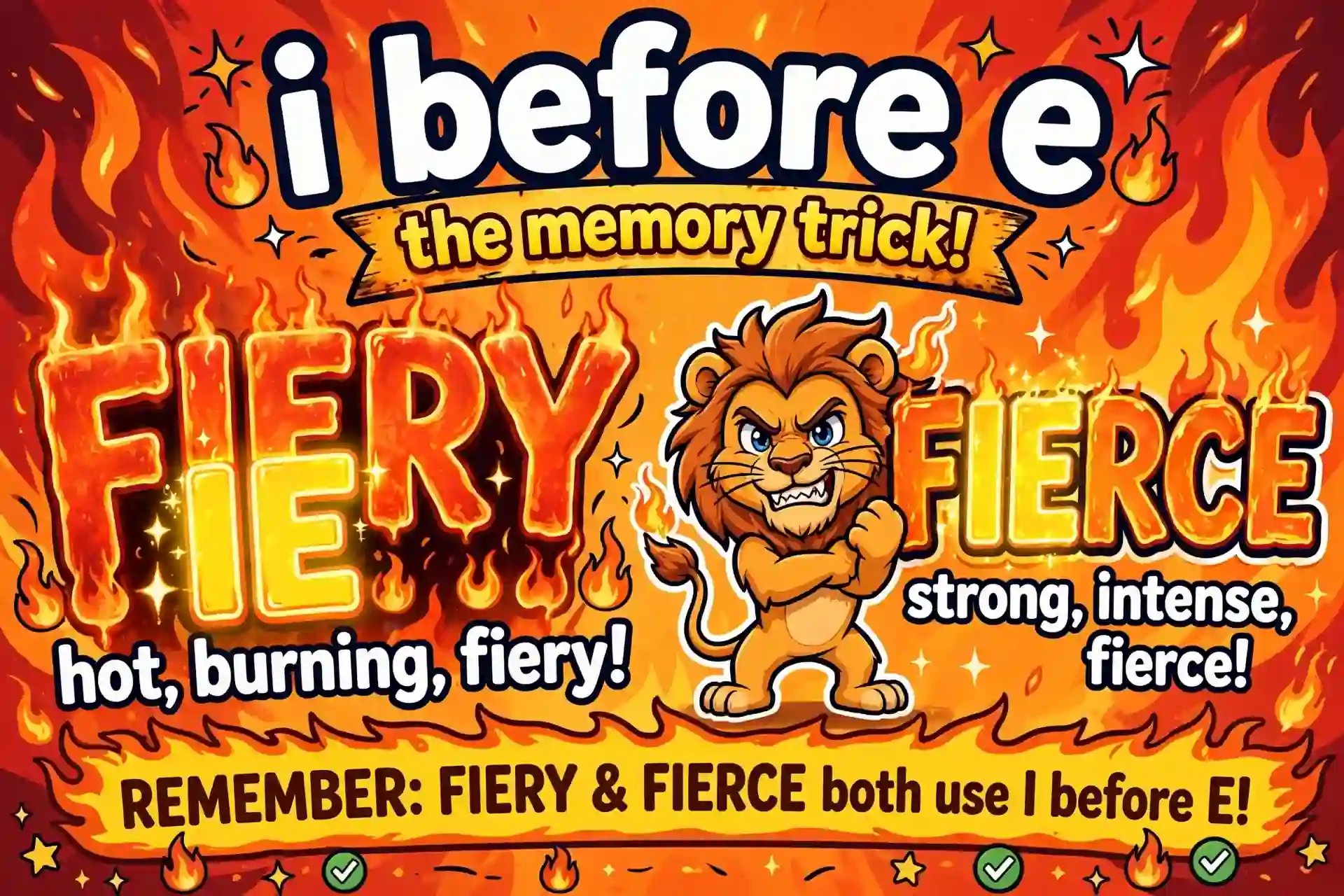 Memory trick: fiery follows i-before-e like fierce