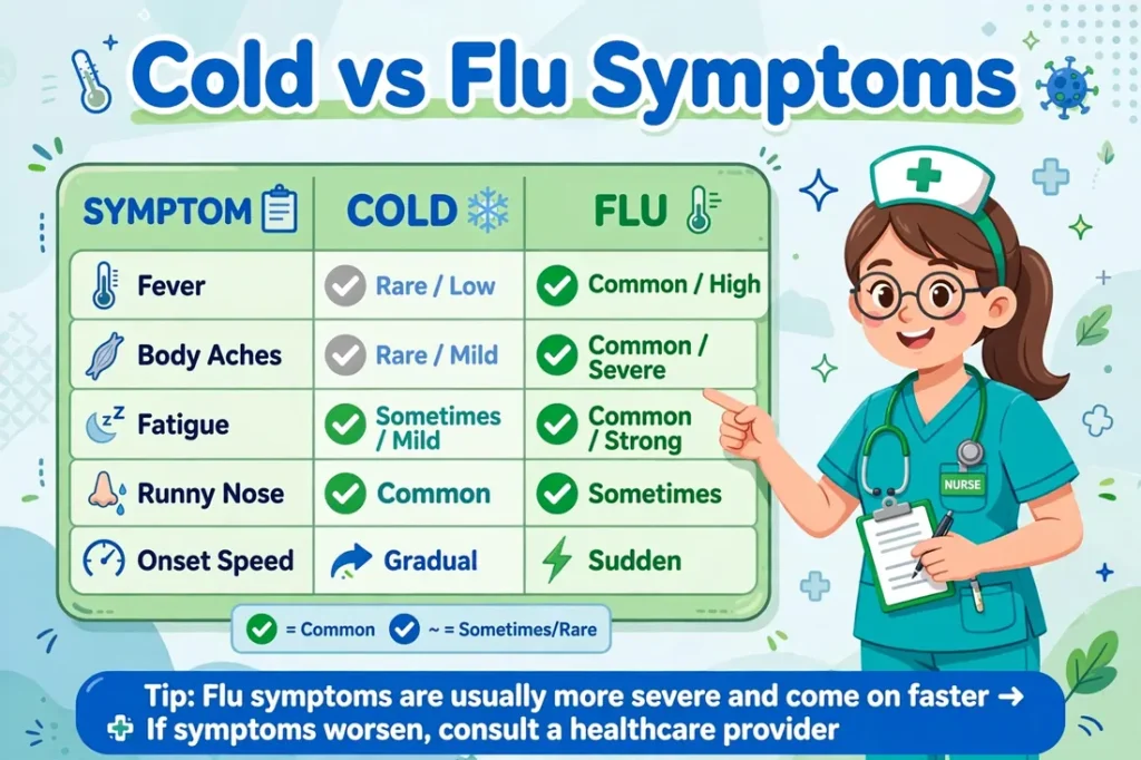 Cold or Flu comparison — symptoms, differences, when to seek care