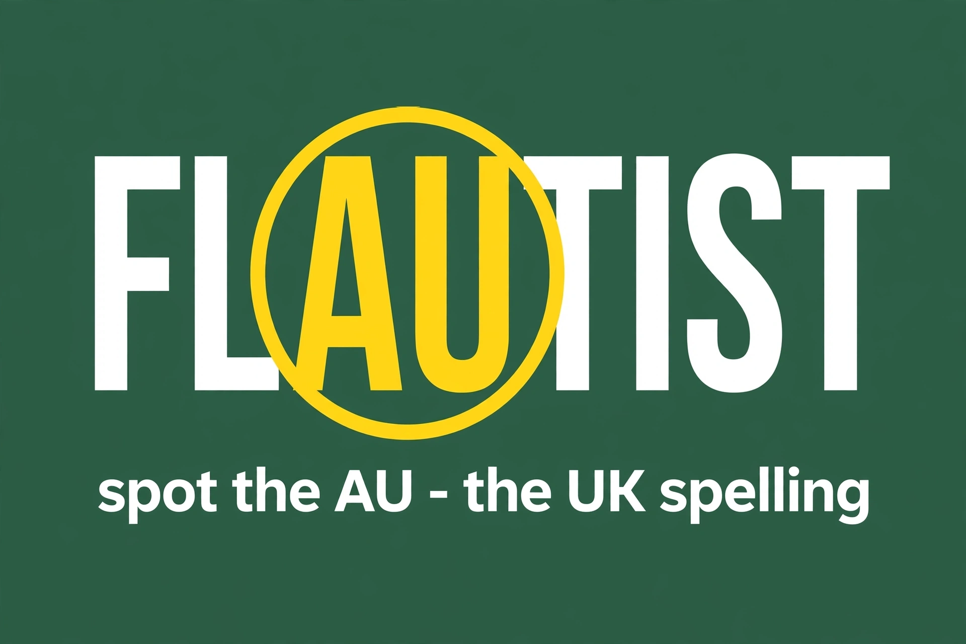 Memory trick graphic: flautist with AU highlighted for UK usage