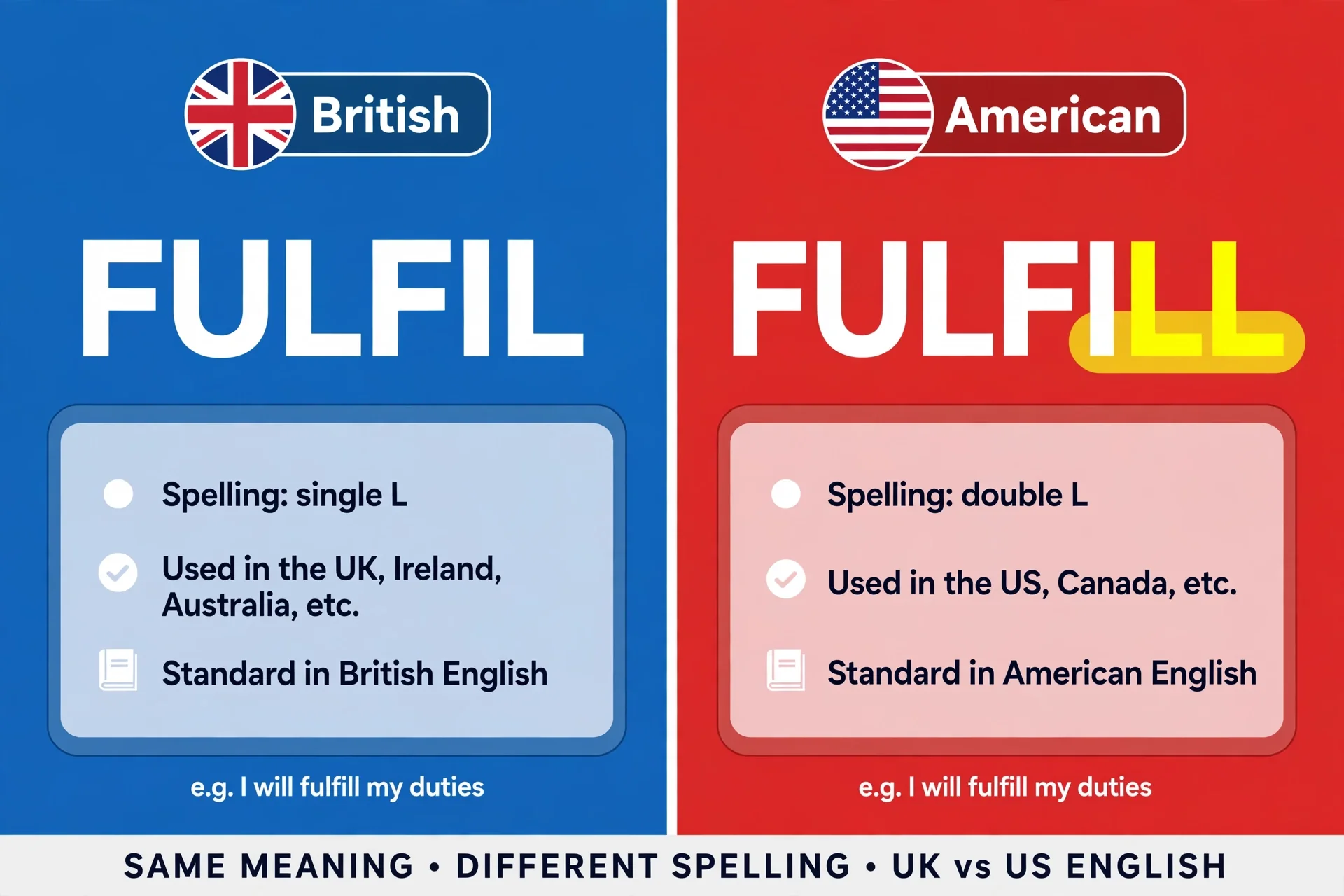 Fulfil or Fulfill comparison — what is the difference