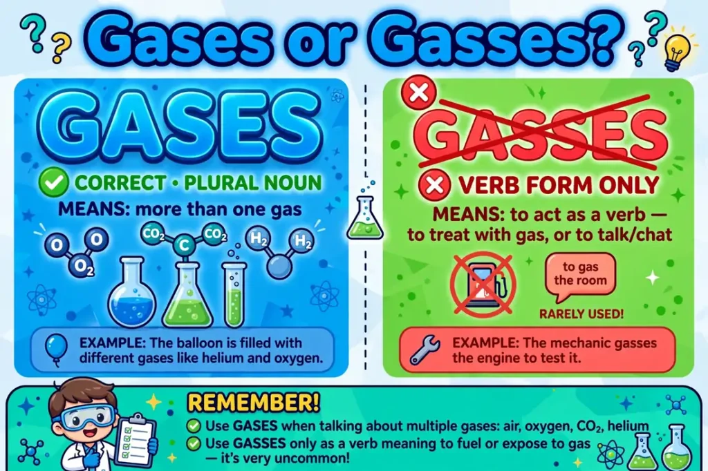 Gases or Gasses comparison — which spelling is correct