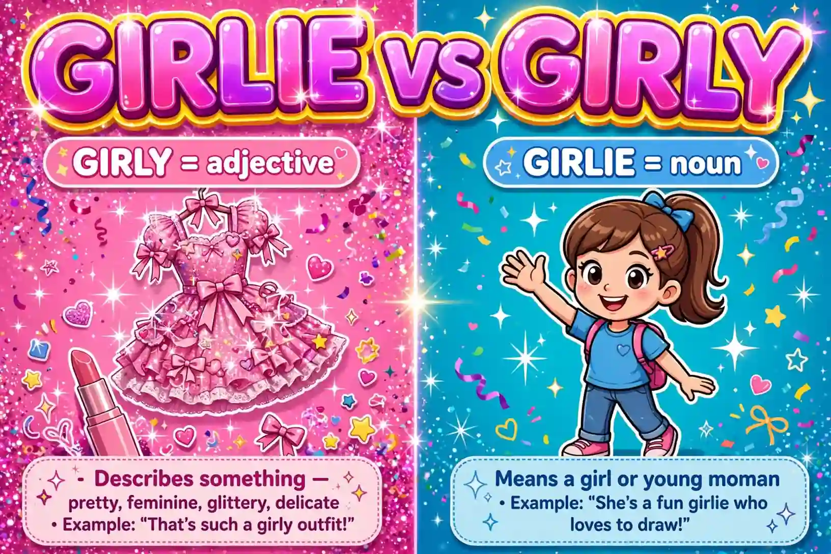 Girlie or girly comparison — what is the difference