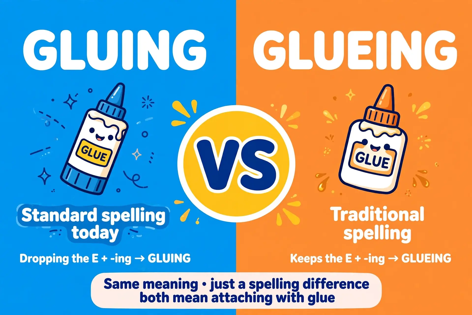 gluing or glueing comparison — what is the difference