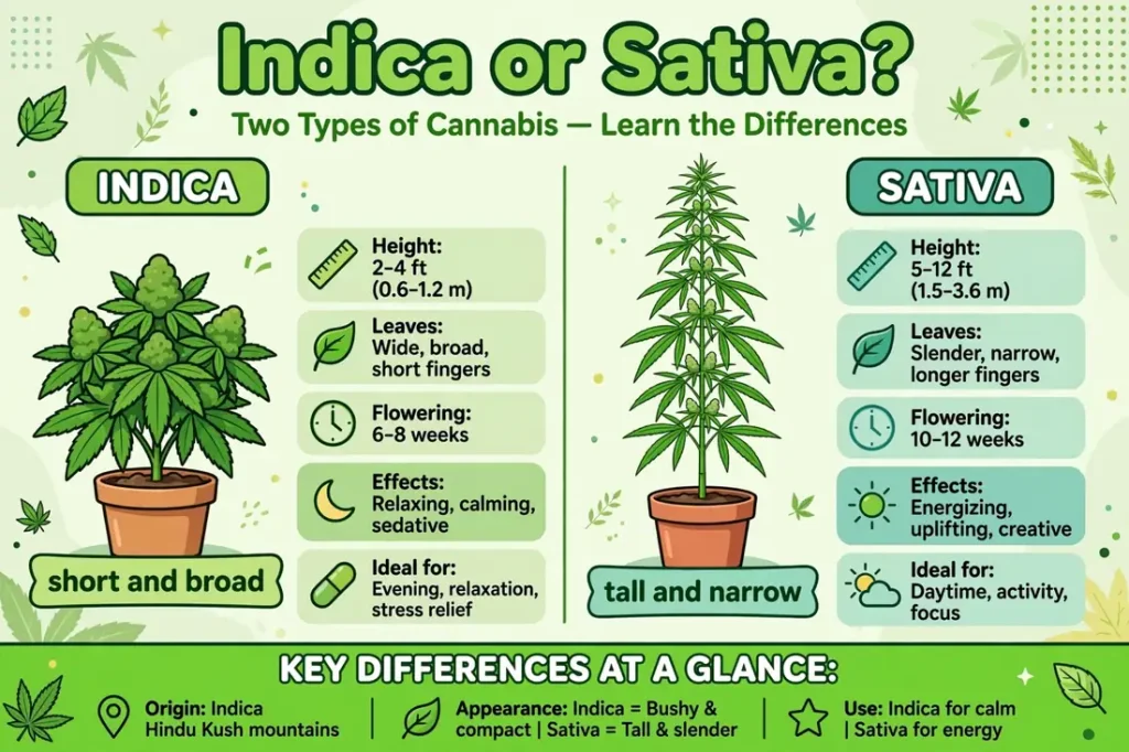 Indica or Sativa comparison — what is the difference
