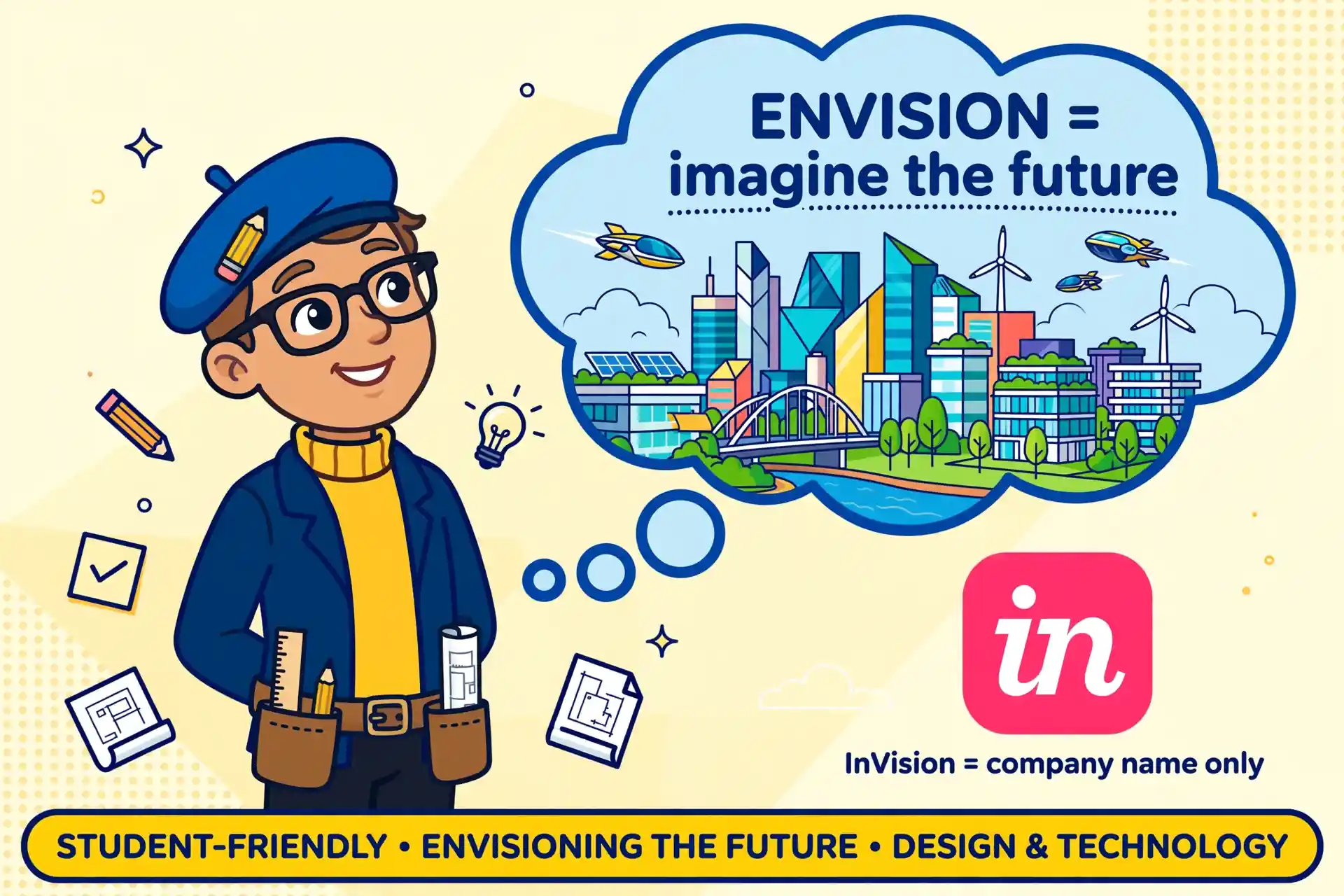 Envision is the verb, invision is only a company name