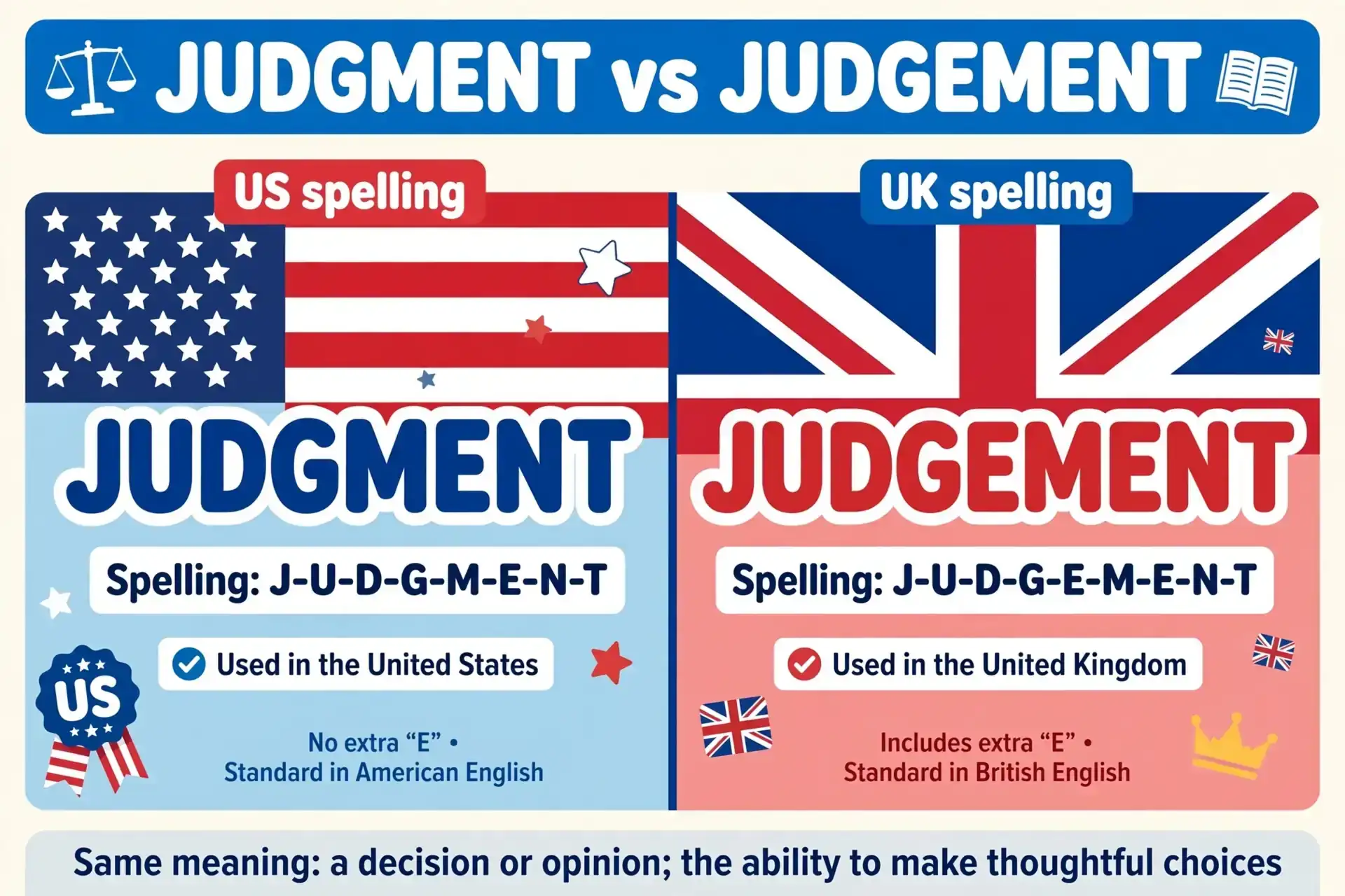 Judgment or Judgement comparison — what is the difference