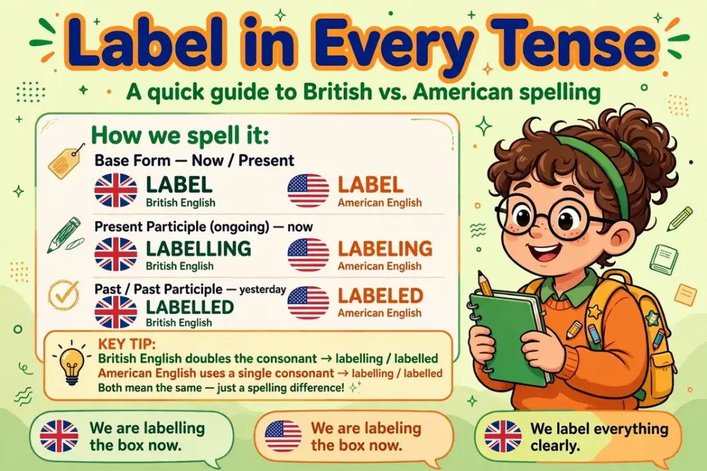 Label verb tenses: labelling, labelled, labeled