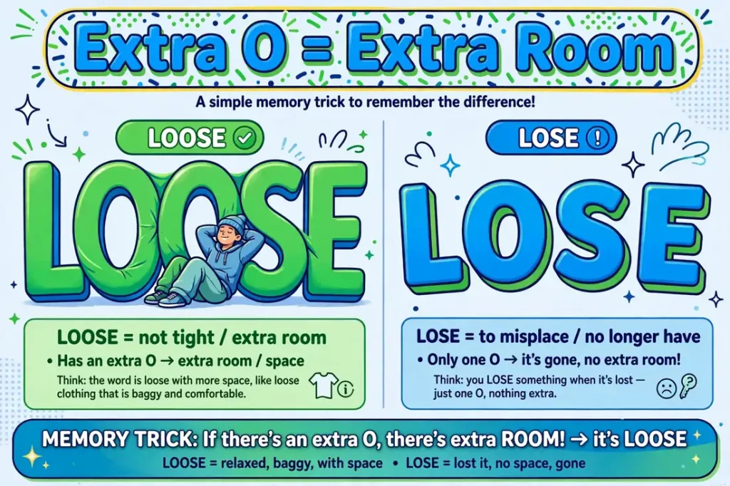 Memory trick: extra O in loose means extra room