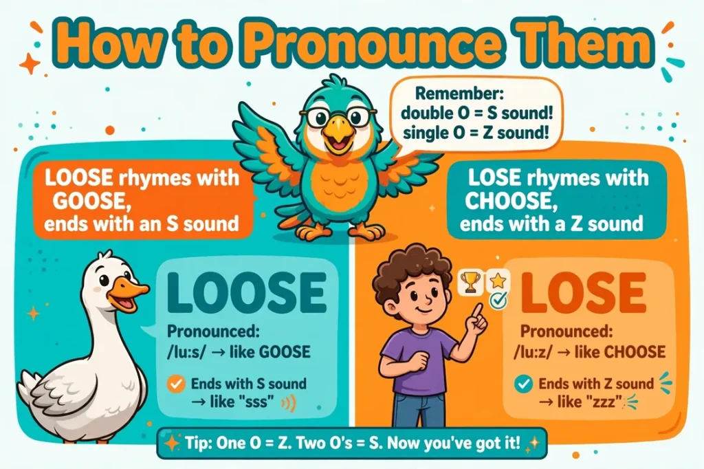 Loose rhymes with goose, lose rhymes with choose
