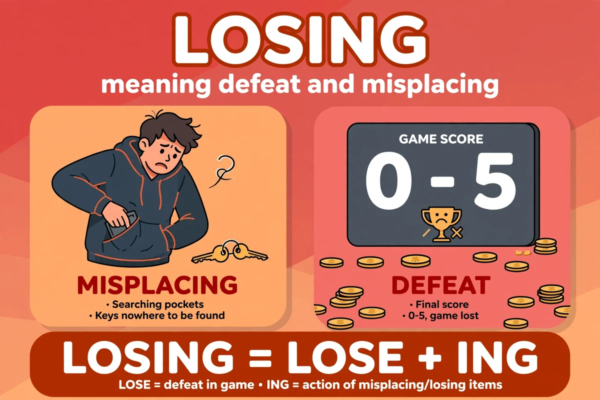Losing means misplacing something or failing to win – example sentences