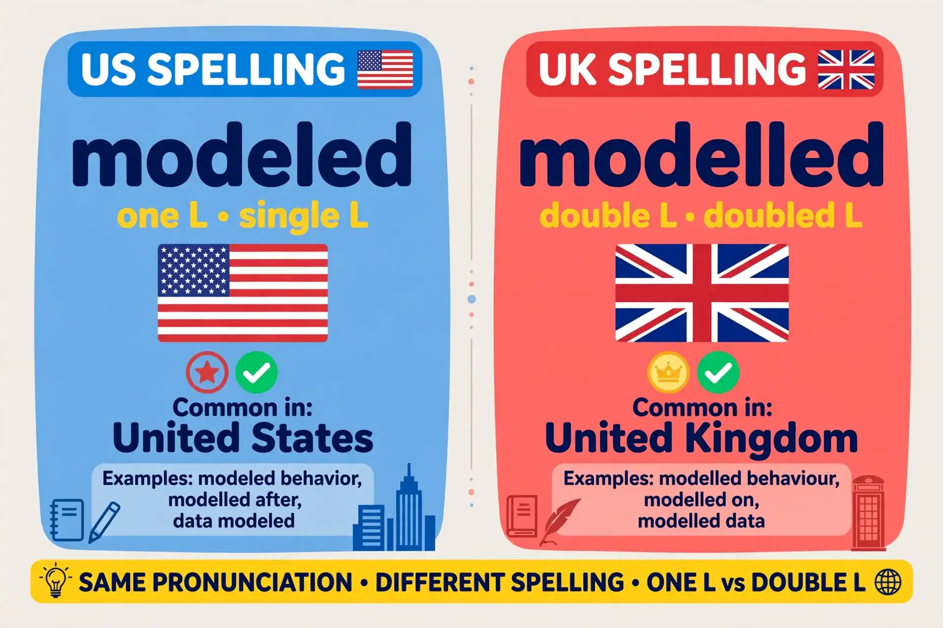 modeled or modelled comparison — what is the difference