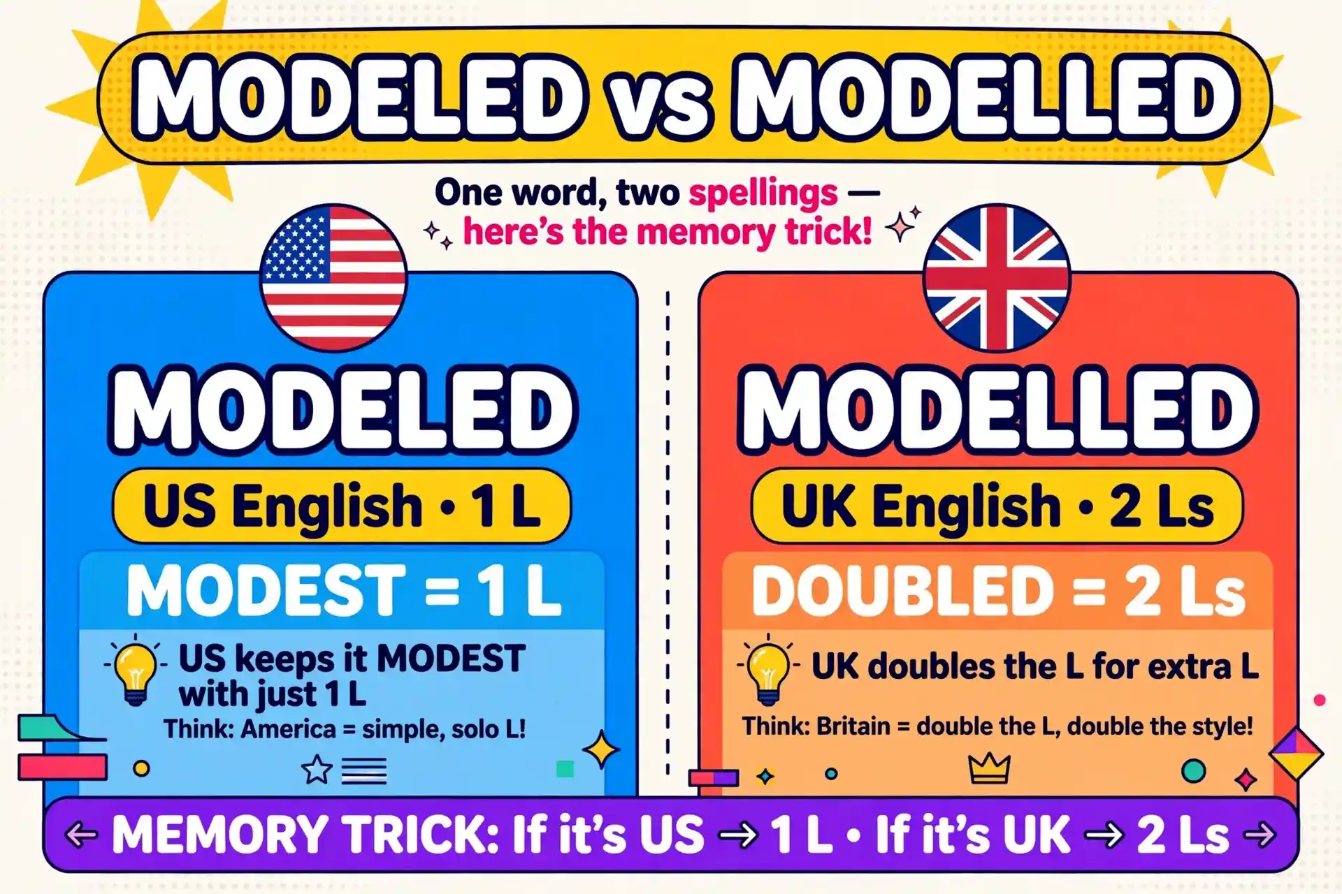 modeled or modelled comparison — what is the difference