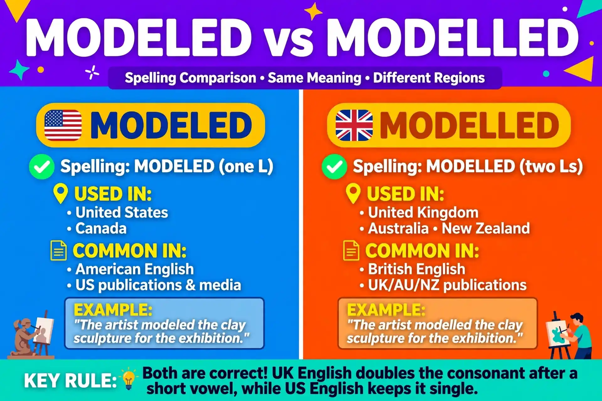 modeled or modelled comparison — what is the difference