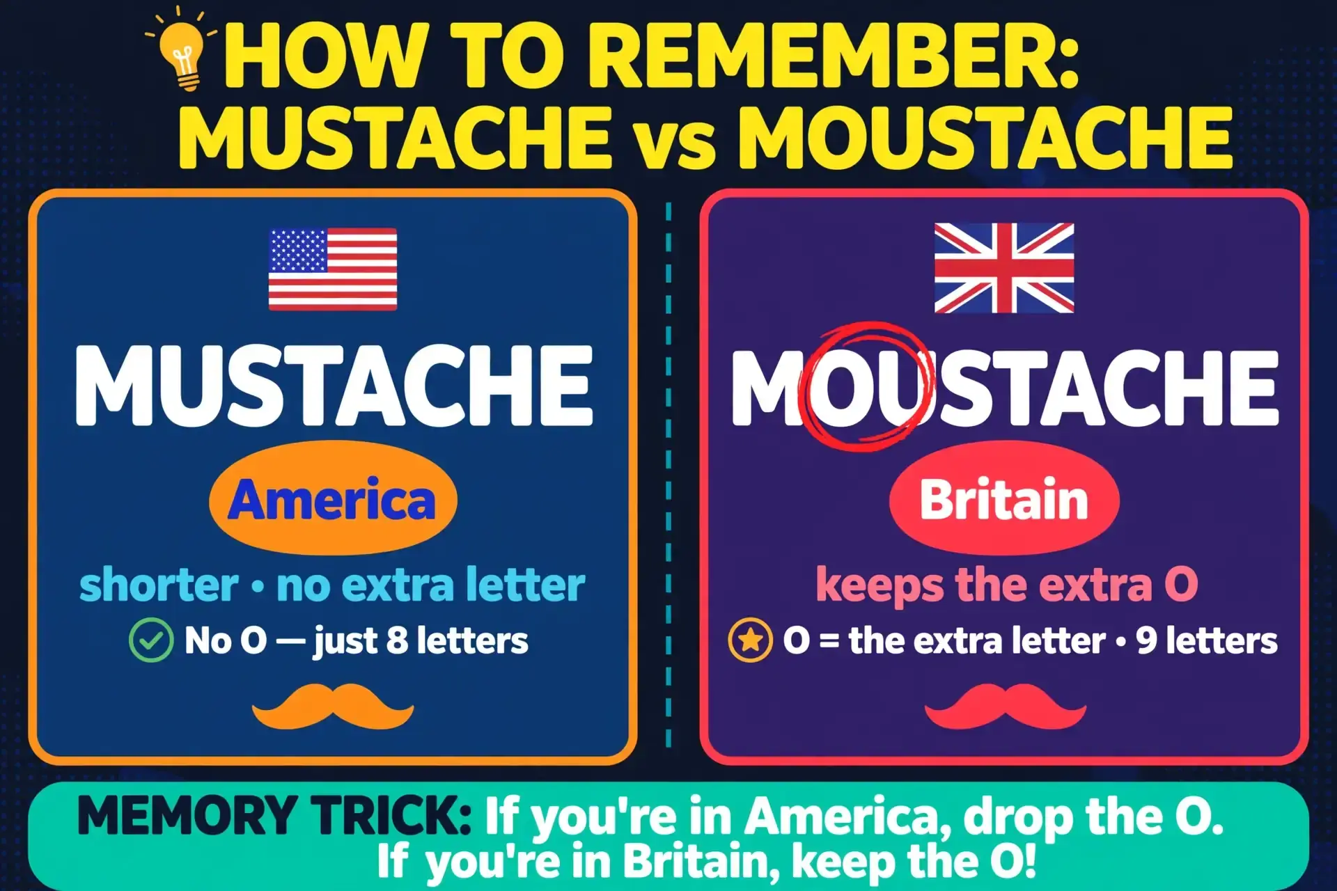 memory trick graphic mustache drops the O moustache keeps extra O Britain
