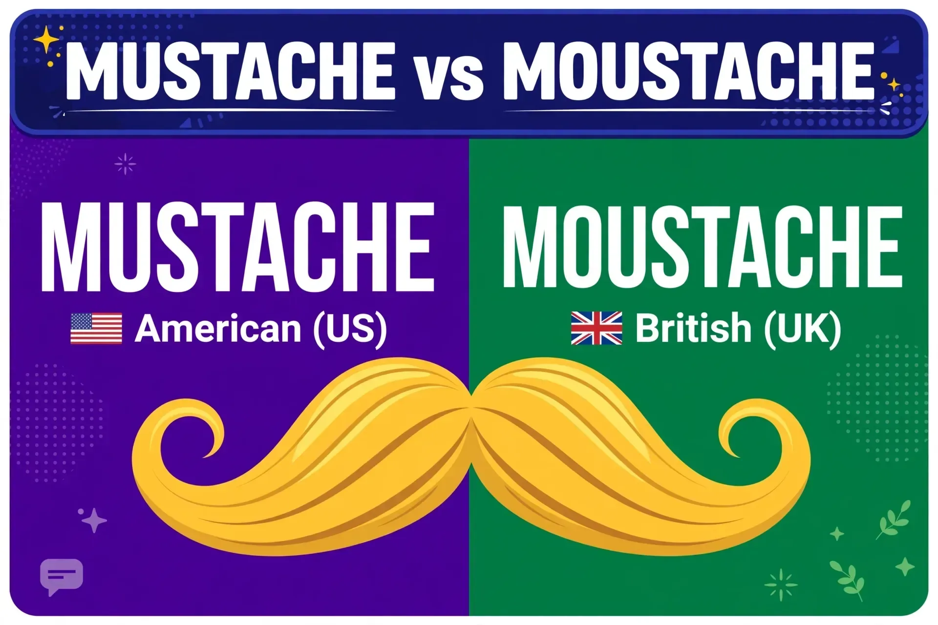 mustache or moustache comparison — what is the difference