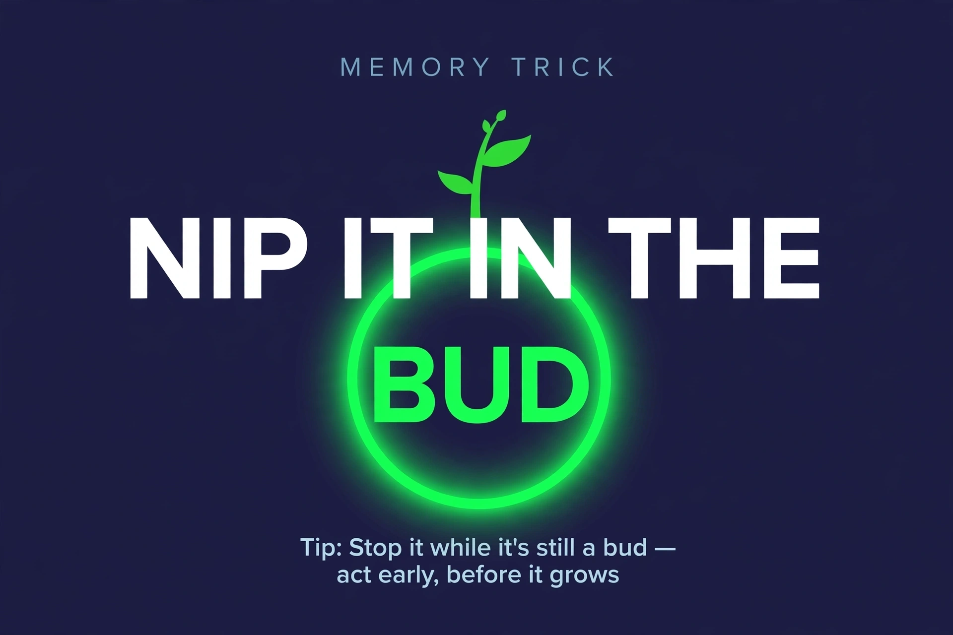 Memory trick graphic highlighting BUD in nip it in the bud