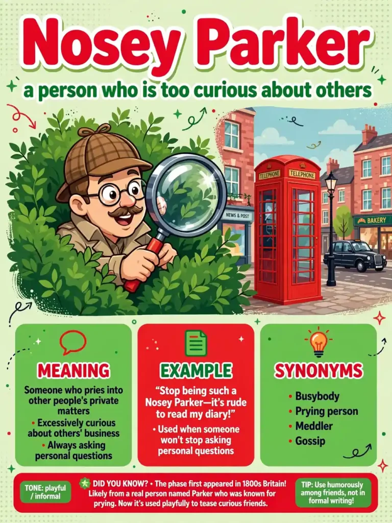 Nosey Parker expression meaning