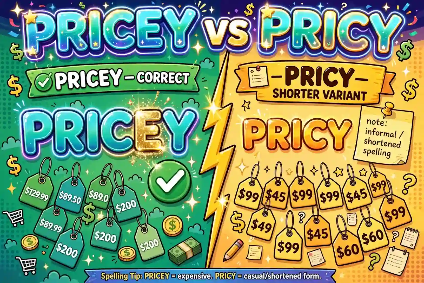 Pricy or pricey comparison — what is the difference