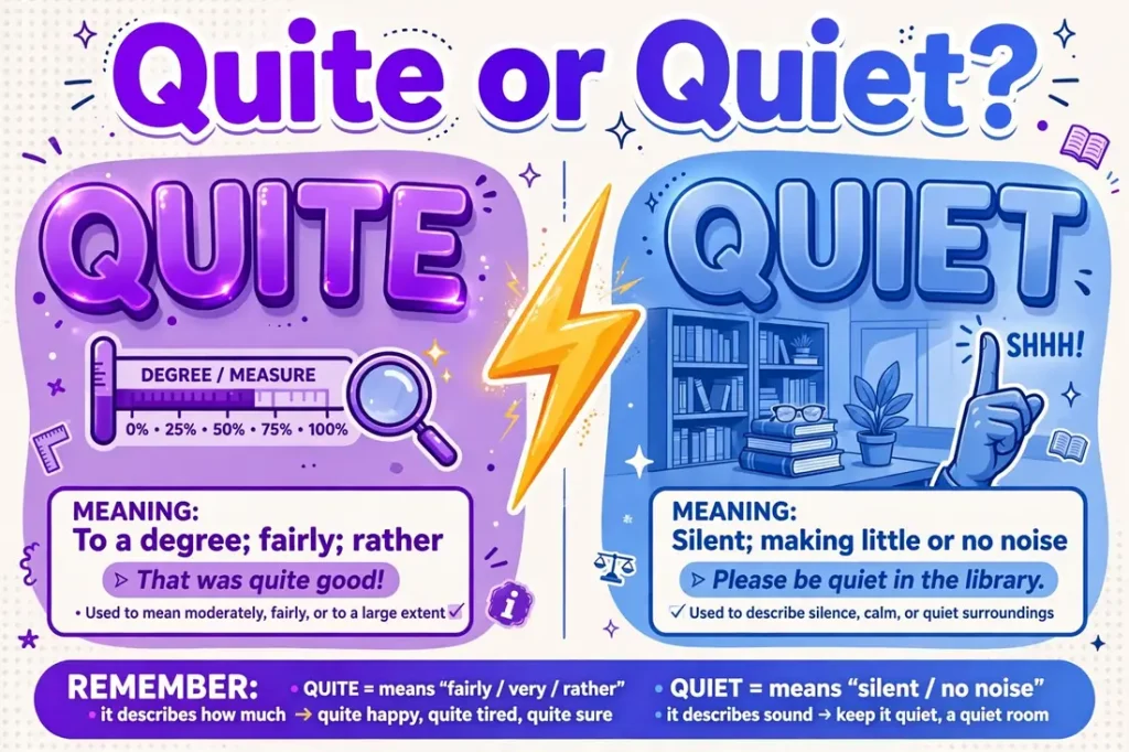 Quite or Quiet comparison — what is the difference