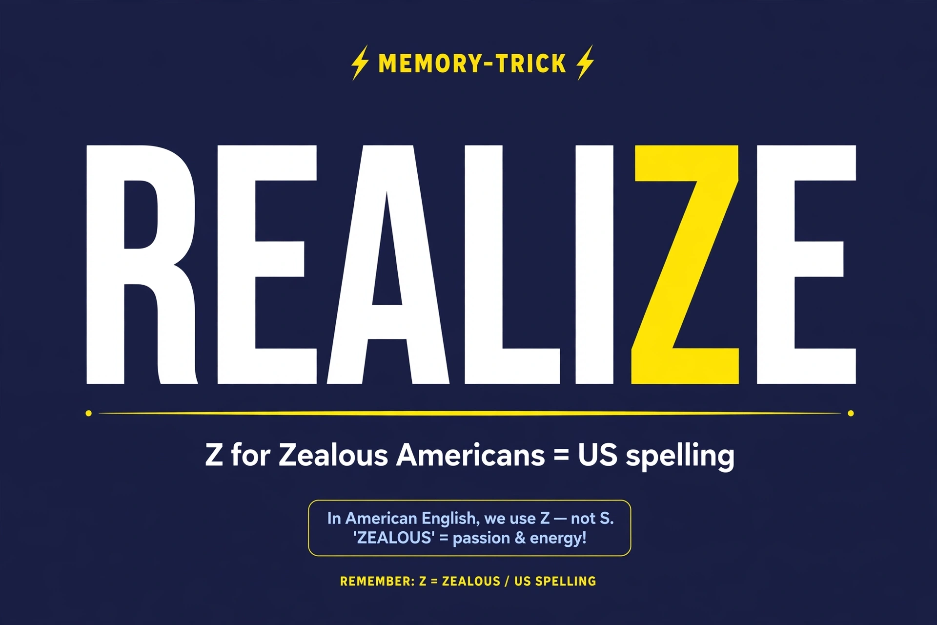 Memory trick for realize vs realise spelling