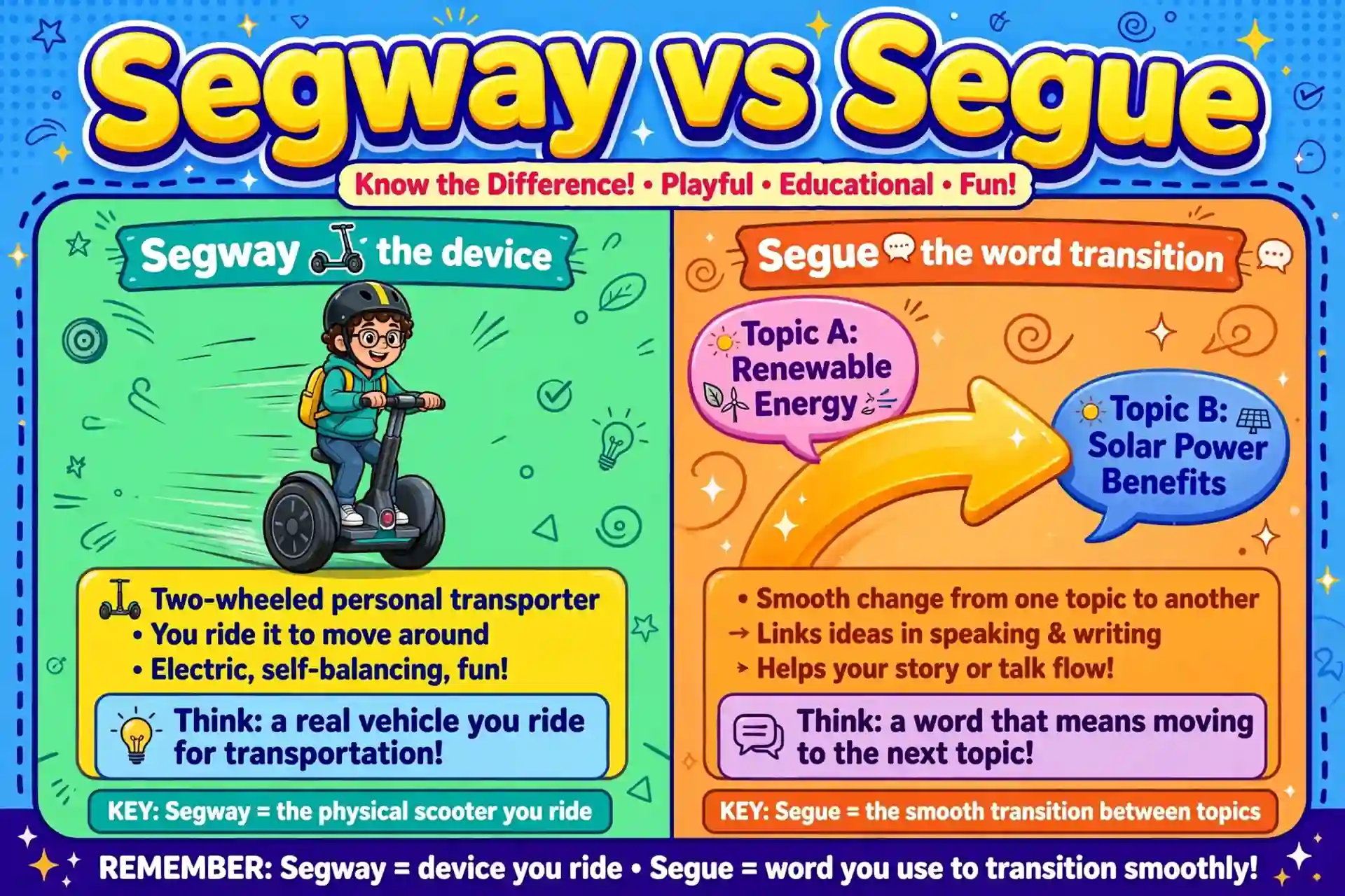 Segway or segue comparison — what is the difference