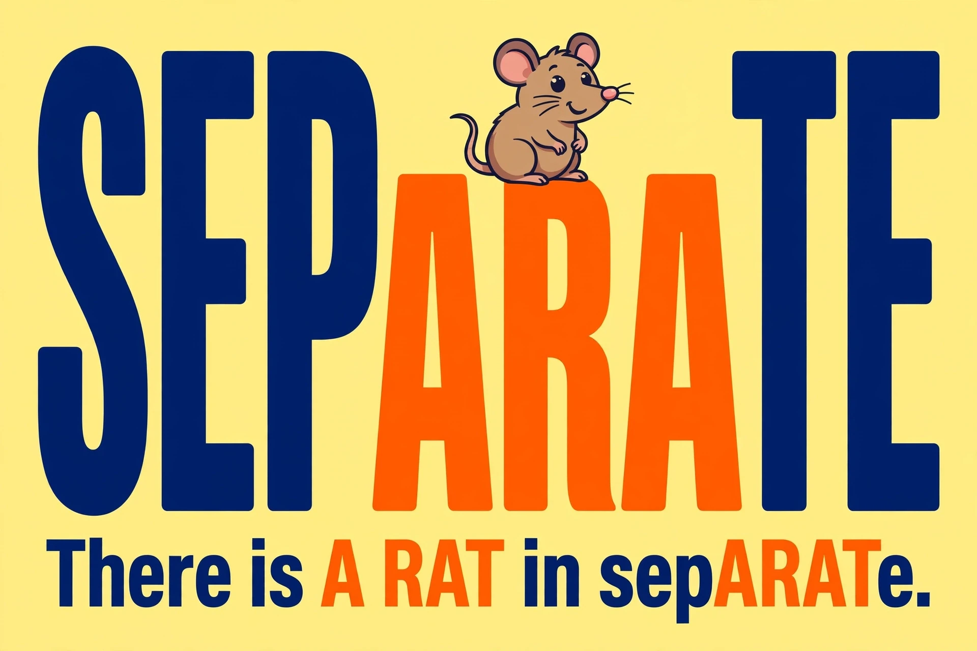 Memory trick graphic: there is A RAT in sepARATe