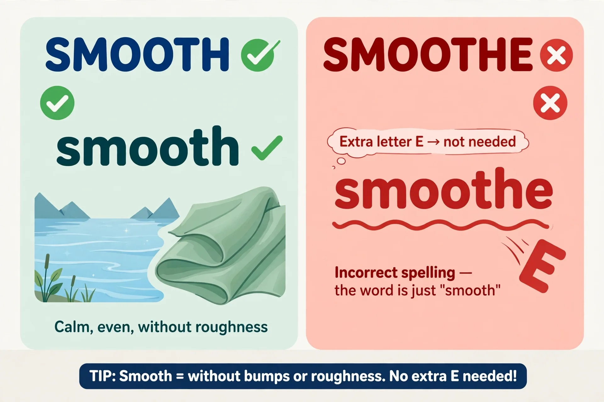 Smooth vs smoothe: correct spelling of smooth illustrated