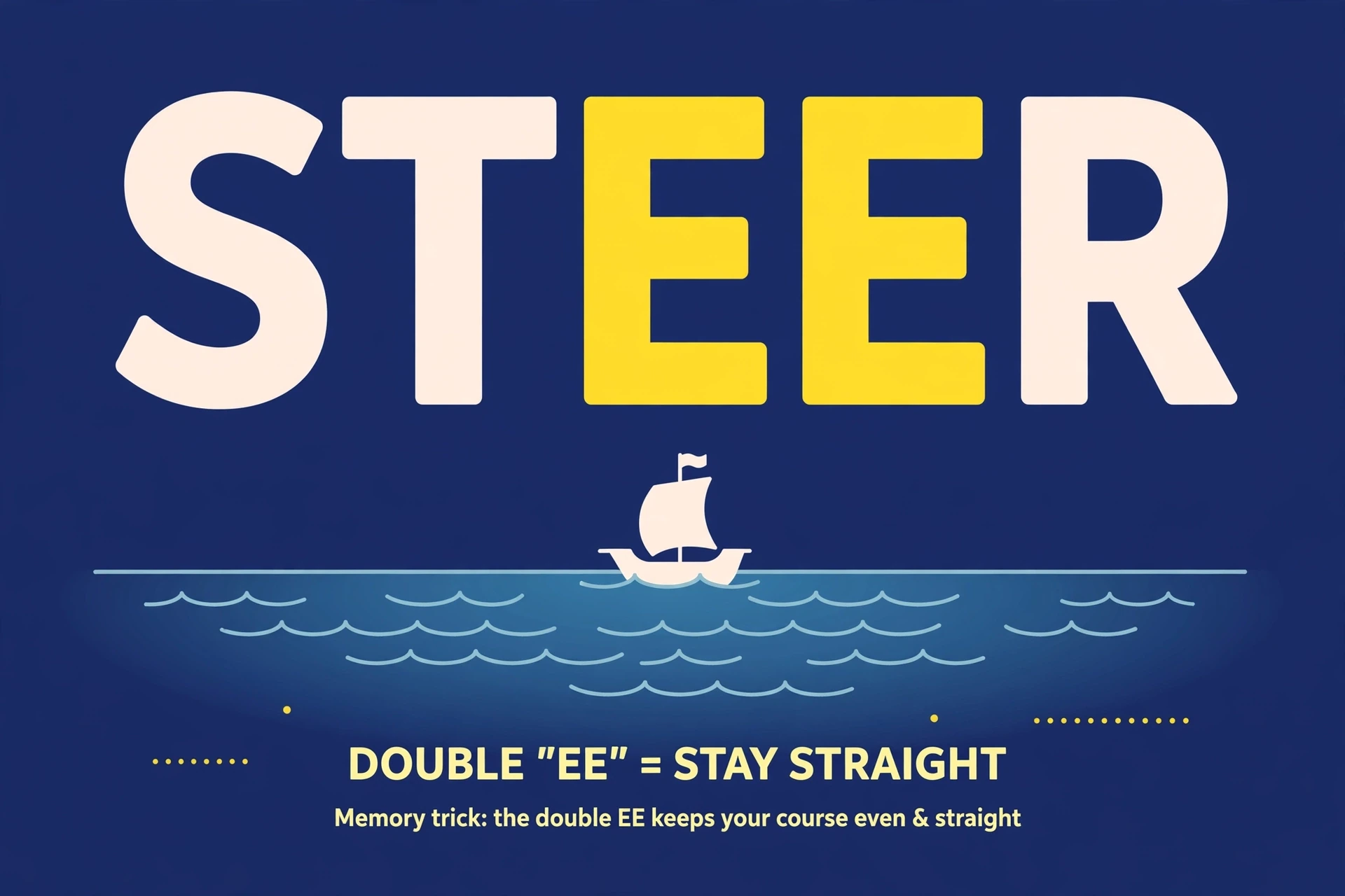 steer or stear memory trick — both E’s keep you on course