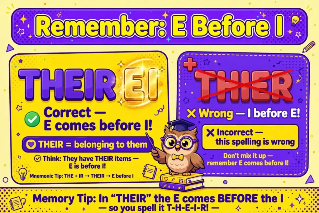 Spelling trick: e before i in their